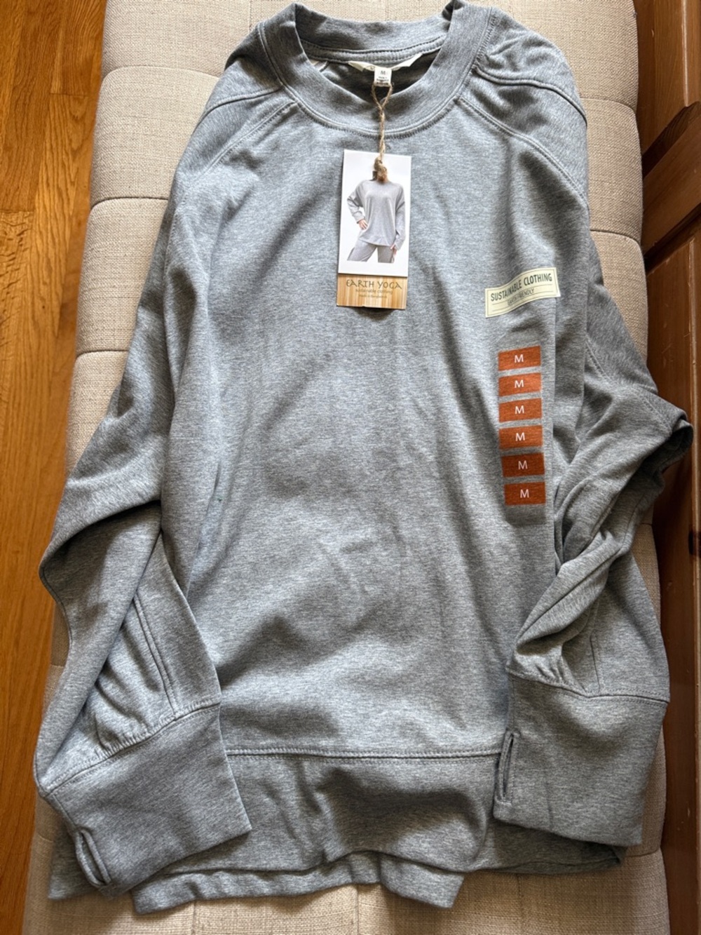 Earth Yoga Gray Relaxed Crewneck Sweatshirt
